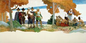 Acción de gracias con indios, 1940 de Newell Convers Wyeth